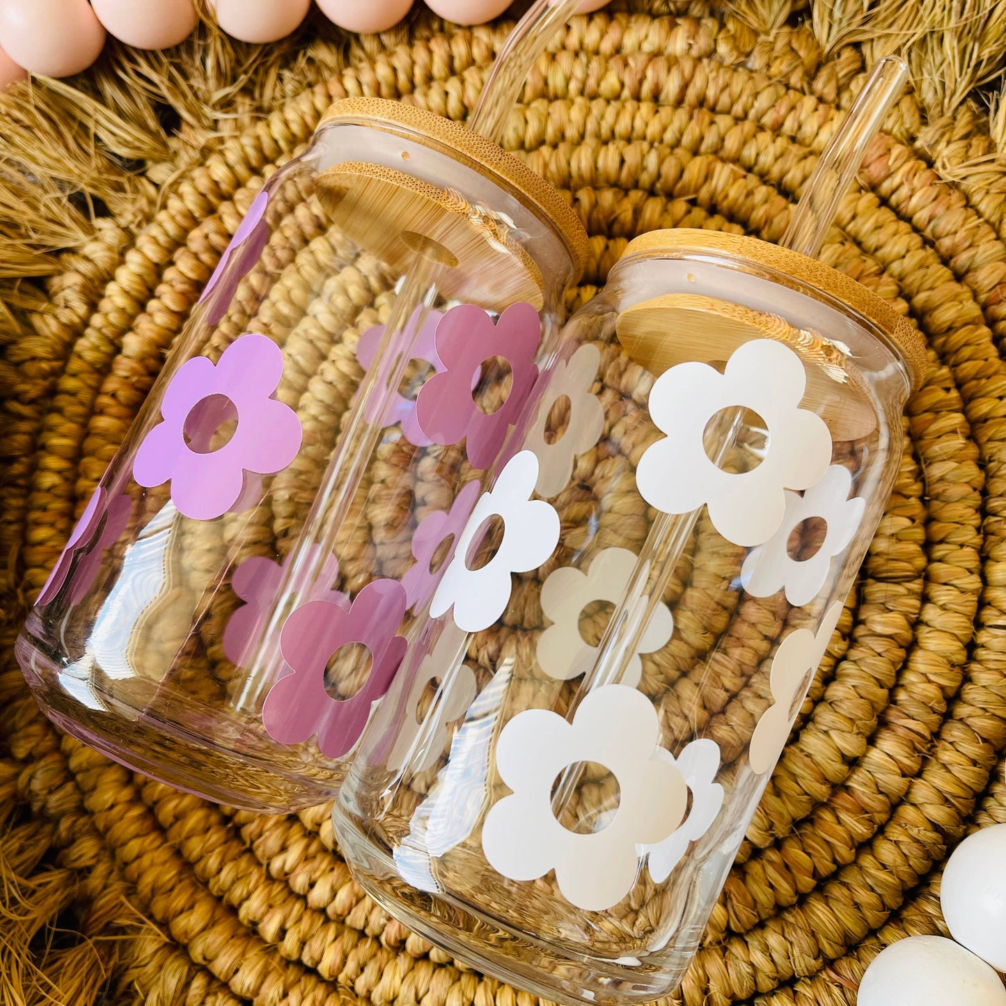 Daisy Flowers Beer Can Glass | Iced coffee beer can glass