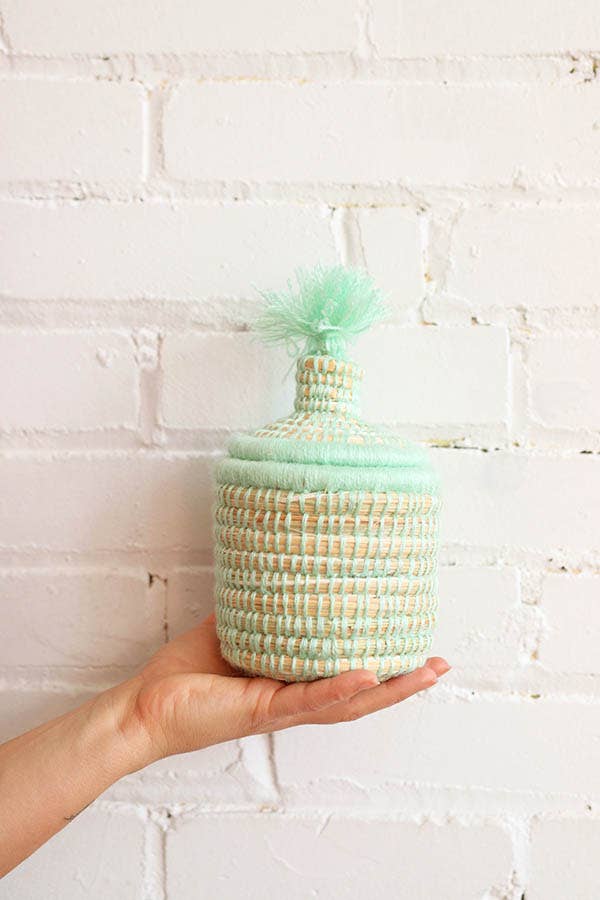 Mini Basket – Mint Pompom