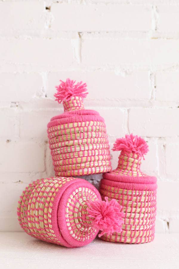 Mini Basket – Pink Pompom