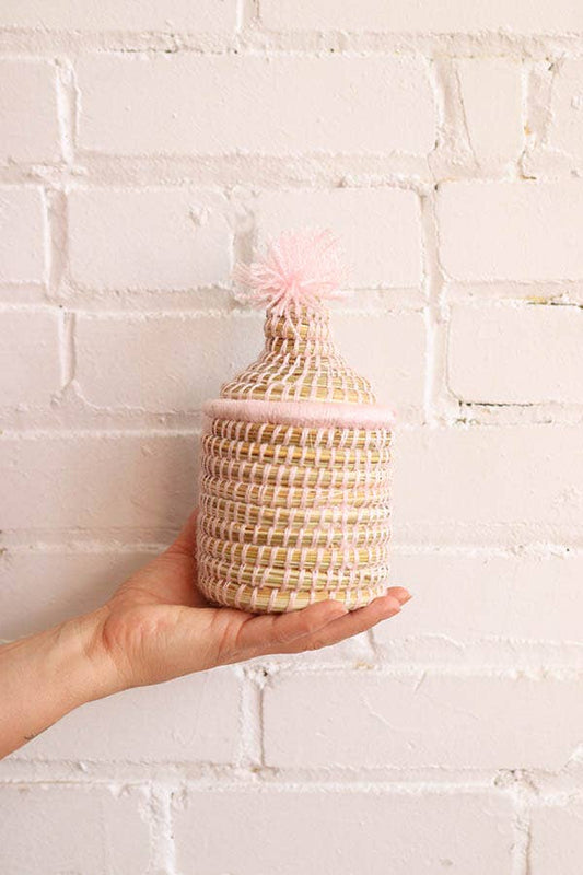 Mini Basket – Blush Pompom